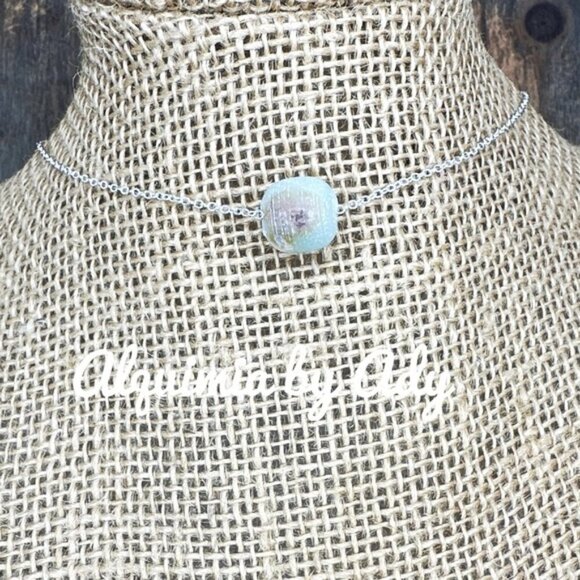 chunky amazonite pendant minimalist style necklace - Picture 1 of 1